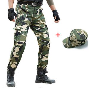 Woodland Camouflage Cargo Pants Hommes Militaire Tactique Police Travail Pantalon Force Spéciale Armée Combat Camo Pantalon Joggers Pantalon H1223