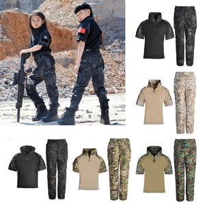 Woodland schiet shirt broek set camouflage kind kind uniform gevechtskleding tactische bdu combat kinderen kleding no05-021