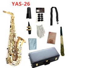 Woodwind Instrument Alto Saxofoon YAS-26 EB Tune Gold Keys Messing Plated Professional Musical with case-accessoires