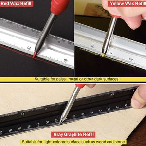 Houtbewerking marker timmerman potlood vaste houtbewerking gereedschap set 6 navulpotloodslijper diepgat mechanisch potlood handgereedschap gereedschap