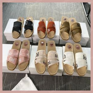 Woody Clogs Mule damesontwerper sandalen luxe dames plat sandals loafers slippers roze slippers zomer strandplatform canvas visgraat schoenen glijbrieven