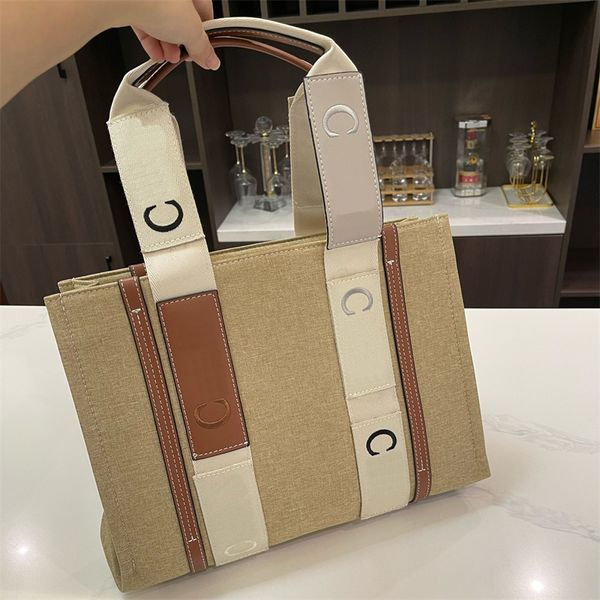 Bolso de mano Woody, bolsos de lona de diseñador, bolso de hombro de lujo para mujer, bolsos de marca C, bolso de compras de moda, bolso de compras informal de estilo femenino