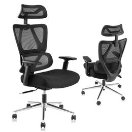 WOOHEBI Silla de Oficina Ergonómica, Sillas de Escritorio para Computadora con Respaldo Alto y Reposacabezas Ajustable Reposabrazos 3D, Silla Ejecutiva Giratoria para Oficina en Casa, Negro