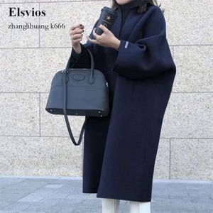 Mélange de laine Femmes 2024 manches longues solides Vernite de surcasse de mode coréenne de style coréen