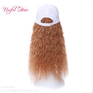 Gorros de lana para niñas Peluca de mujer Cabello Cálido Sombrero de lana de punto ajustable Sombrero de lana de punto gorro de diseñador Curly Long Wavy Wave Hairpiece