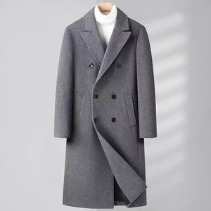 Manteau en laine pour hommes, pantalon longueur genou, coupe-vent slim avancé, grande taille