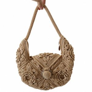 Laine Crochet Mignon Fait Maison Matériel De Bricolage Sac À Main Tissé À La Main Femmes Sac En Laine Sac À Bandoulière Casual Total Crochet Sac Femme E7Qh #