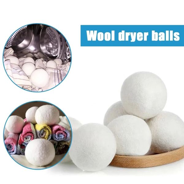 Bolas secadoras de lana, suavizante de telas natural reutilizable de primera calidad, 7CM, reduce la estática y ayuda a secar la ropa más rápido