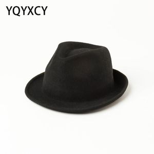 Chapeau Fedora en laine pour hommes et femmes, unisexe, à bride, à la mode, Jazz, en feutre, haut Vintage, rouge, noir, 286h, automne et hiver