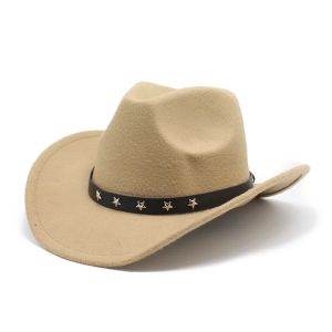 Hat Fedora en laine pour femmes hommes courbés rainure western cowboy chapeau de jazz casquette de mariage de mariage