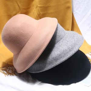 Wolvilten hoed Floppy brede rand winterhoed voor vrouwen Fedora hoed Effen dameshoed Jurk Kerk Cloche Emmer Bolhoed Samendrukbaar 240126