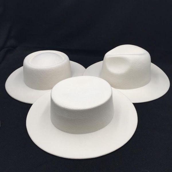 Chapeaux pour femmes en feutre de laine Fedoras à large bord blanc pour chapeaux de fête de mariage Fedora caps229g