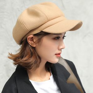 wool Girls Women Beret Autumn Winter Octagonal Cap Hats Stylish Artist Painter Newsboy Caps Black Grey Beret Hats