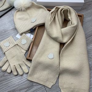 Wol Hat Sjaal Handschoenen Drie-Delig Pak Street Mode Sjaals Mannen en Dames Designer Fit Winter Topkwaliteit Handdoek
