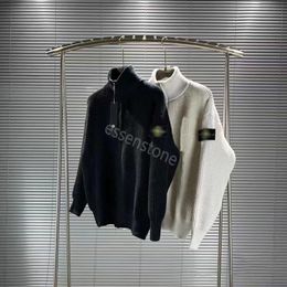Veste en laine Designer Cardigan Pull Cardigan Knit Stones Island S Lettre de mode pour hommes Blanc Noir Vêtements à manches longues Zipper Pull Brassard M-3XL