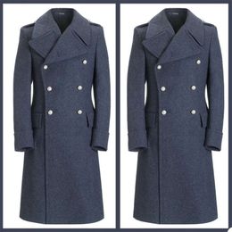 Wollen metaal gemaakt schuimig knop aangepaste dikke zakenmensen pakken Tuxedos Peaked Rapel Blazer lange jas