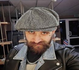 Caps de newsboy en laine Men Herringbone plat Gatsby Cap en laine Golf Golf Chapeaux de conduite vintage Inspiré Hiver Peaky Blinders3180724