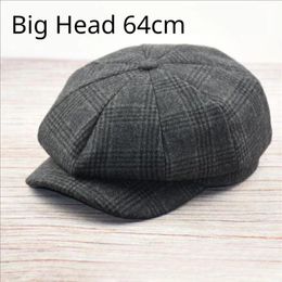 Wol Retro Sboy Caps Heren Herfst Achthoekige Hoed Mode Casual Schilders Mannen Voorwaarts Gestreepte Baretten Peaky Blinders 240229