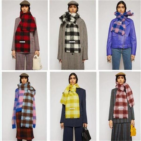 Écharpe en laine nouveau châle à franges grille arc-en-ciel pour hommes et femmes nouvelle mode Plaid épais marque châles et écharpes pour femmes3234