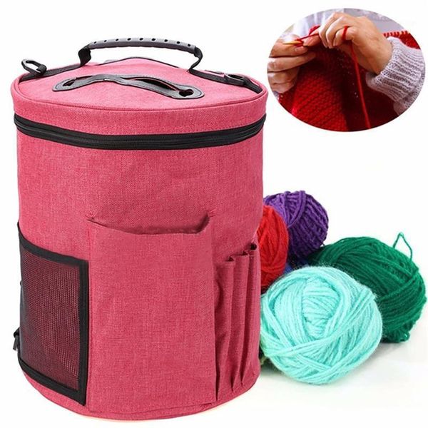 Sac de rangement en laine Oxford Cloth One-Shoulder Printing Drum Crochet Yarn Basket Bags