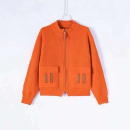 Pull en laine tricoté cardigan manteau designer pu patchwork veste de poche hiver chaud sweat-shirt de luxe vêtements pour femmes mode pulls à glissière