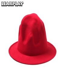 Wol brede rand vulkanische hoeden vilt fedora caps voor mannen vrouwen hiphop rekwisieten volwassenen in herfst en winter warme kerstfeestcadeaus T3825468