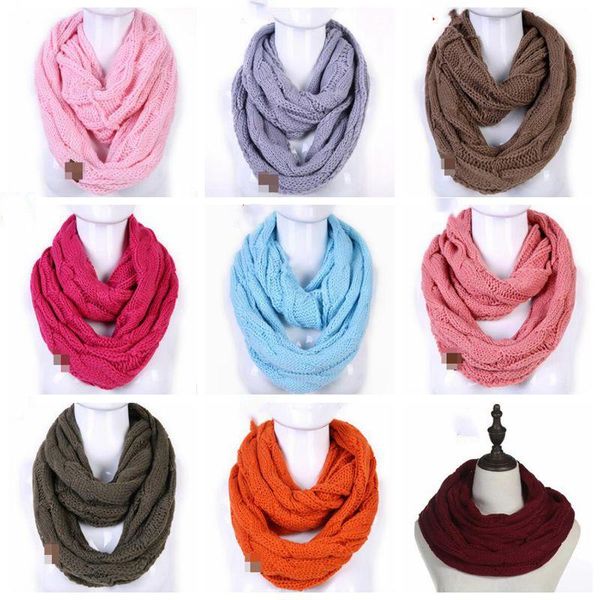 Laine Hiver Col Col Cowl Wraps Étiquette Infinity Foulards Cercle Boucle Écharpe Solide Châle Tricot Snood Écharpe Anneau Rond Pashmina CZYQ6450