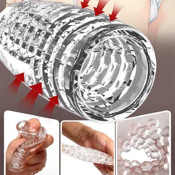 Hilo de lana Vagina Masturbador masculino Copa Coño suave Herramientas sexuales Ejercicio de resistencia transparente Copa de bolsillo de vacío para hombres Juguetes sexuales para adultos Sexy Underw L230518