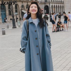 Manteau de laine pour femmes, vêtements d'automne et d'hiver, coréen, mi-long, mi-long, style étudiant, manteau en laine 210412