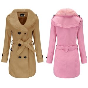 Cappotto di lana da donna di media lunghezza da donna giacca a vento invernale abbigliamento coreano grande collo di lana double face cappotto di lana 201221