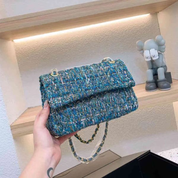 Bolso de diseñador de lana, bolsos con cadena para axila, bolso con cadena para mujer, bolso cruzado con rejilla, bolso con cadena para mujer 220708/220902