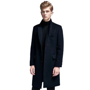 Manteau en laine Trench-Coat de longueur moyenne Europe automne tendance vêtements en laine décontracté britannique mince simple boutonnage jeune homme costume col