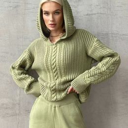 Chandails en laine pour femmes, pull tricoté à capuche, décontracté, manches longues, hauts pull, livraison gratuite