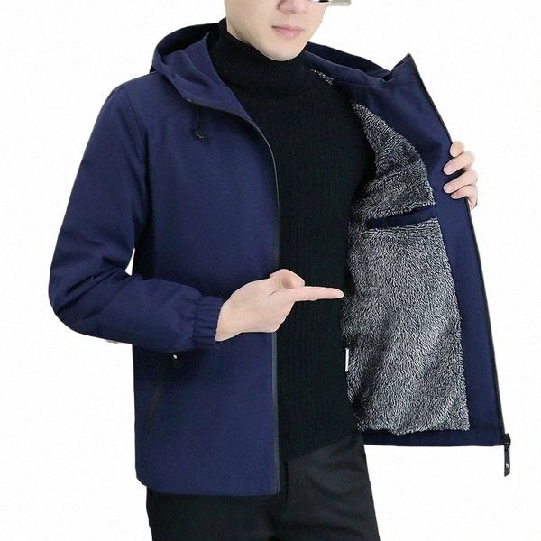 Wopussny Otoño Invierno Hombres Chaqueta casual Abrigos Forro polar Sólido Suelto Cálido Cazadora con capucha Chaquetas Hombre A prueba de viento Outwear o2fc #