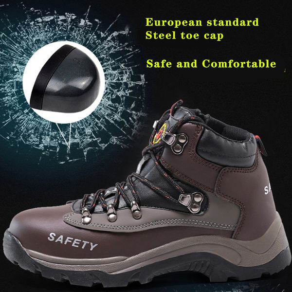 Bottes de travail de sécurité Toe Shoes en acier hommes Officier pieds Protéger en cuir usure Construction anti antidérapante