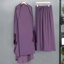 Werkjurken 2 pc's/set Dubai Robe rok set Cardigan Hoofdwrap Elastische taille los geplooide Casual Women Top Suit
