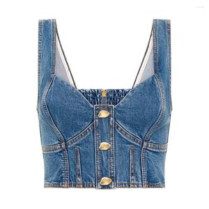 Werk Jurken 2024 Lente/Zomer Pittige Meisje Denim Set Sexy Korte Band Tank Top Hoge Taille Shorts Tweedelige voor Vrouwen