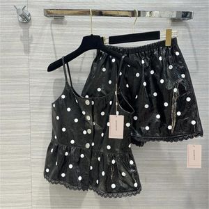 Werkjurken 2024 Lente/Zomer Golf Dot Print Brief Opgeschort Tanktop Set Shorts Tweedelige Voor Dames