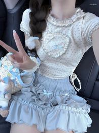 Werk Jurken 2024 Lente Zoete Elegante 2 Delige Set Vrouwen Avondfeest Slanke Mini Rok Kantoor Dame Causale Uitloper Blouse Koreaanse mode