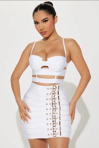 Robes de travail 2024 été noir blanc femmes sexy haut bandeau ceinture jupes crayon ensemble discothèque fête célébrer les femmes en gros