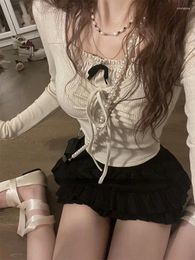 Vestidos de trabajo 2024 Trajes de moda coreana de verano Elegante francés Y2K Conjunto de vestido de 2 piezas Mujeres Casual Tops de manga larga Bodycon Mini Skrits