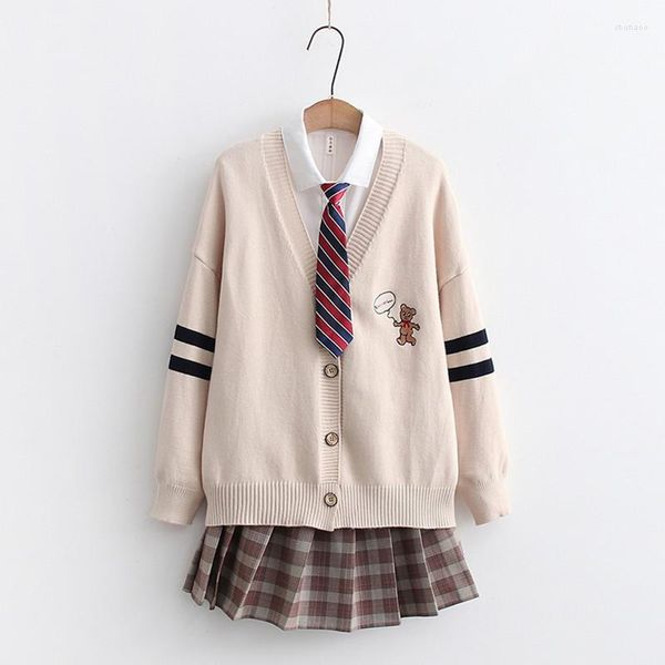 Robes de travail 3pcs Set Lolita Harajuku Style Preppy École Japonaise JK Uniforme Chemise Blouse Tricoté Cardigan Mini Plaid Jupe Plissée Railgun