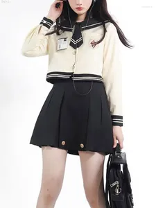 Vestidos de trabajo Al albaricoque japonés kawaii lolita falda de falda mujer traje de estilo universitario coreano