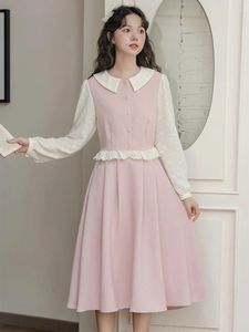 Robes de travail Vêtements d'automne rose Sweet Two Piece Set Women's Doll's Nou Mignon en dente