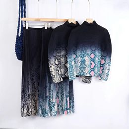 Robes De travail automne mode imprimé léopard extensible deux pièces ensemble pour les femmes décontracté Conjuntos De Saia Coreano