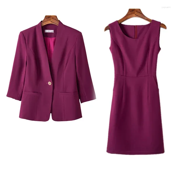 Robes de travail automne femmes robes costumes avec hauts et robe Styles de mode d'affaires OL dames tenue de bureau ensemble de blazers professionnels