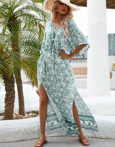 Robes de travail Ayualin vintage crop top Blouses jupe Boho plage 2 pièces Cotton Rayon Floral Print Suit pour femmes Maxi