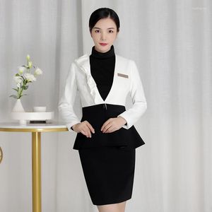 Werk jurken schoonheid salon vrouwen schoonheidsspecialiste uniform pakken sauna voet bad vrouwelijke receptioniste sets tops en broek 2 stukken werken