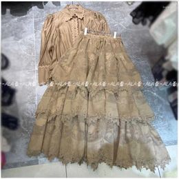 Robes de travail Bubble Shirt à manches longues Broidered Mosaic Cake Skirt Fashion Hadames High Quality Suit