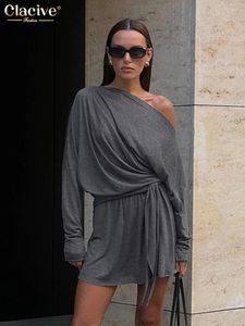 Robes de travail Clove sexy sexy gris gris gris kniited 2 pièces Femmes Femmes Elegant Long Manneve Top à haute taille aux lacets de taille